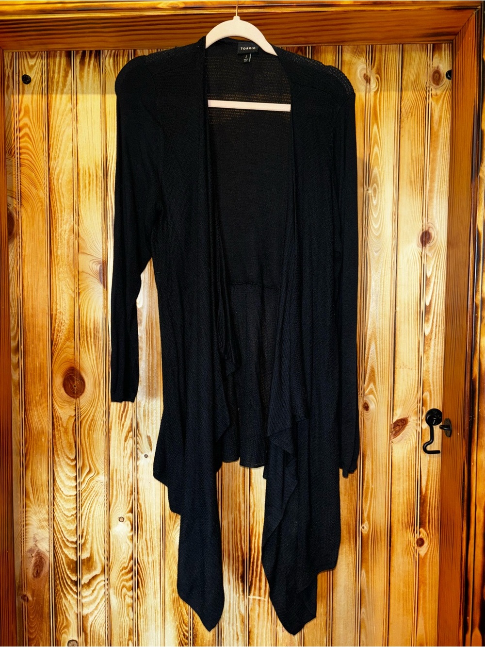 Torrid Black Open-Front Draped Cardigan Sweater